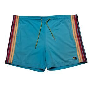 Aviator Nation 5 Stripe Flex 5" Swim Shorts Men's 36 Retro Surf Beach Casual